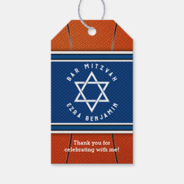 Blauw Sinaasappel Jersey Basketbal Bar Mitzvah Cadeaulabel