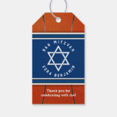 Blauw Sinaasappel Jersey Basketbal Bar Mitzvah Cadeaulabel (Achterkant)