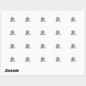 Blauw sinaasappel Lachende Robot stickers (Vel)
