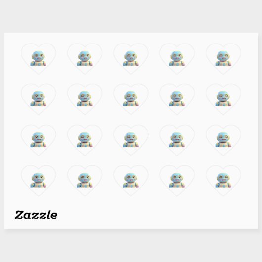 Blauw sinaasappel Lachende Robot stickers (Vel)