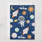 Blauw Sinaasappel Outer Space Verjaardag Dank u ka Kaart (Achterkant)