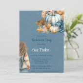 Blauw Sinaasappel Pumpkin Peony Bachelorette Party Kaart (Staand voorkant)