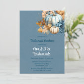 Blauw Sinaasappel Pumpkin Peony Bruidsmeisjes Lunc Kaart (Staand voorkant)