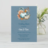Blauw Sinaasappel Pumpkin Peony Wedding Shower Kaart (Staand voorkant)