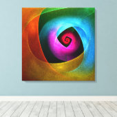 Blauw Sinaasappel Roze Moderne Abstracte Kunst Pat Canvas Afdruk (Insitu (Houten vloer))