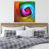 Blauw Sinaasappel Roze Moderne Abstracte Kunst Pat Canvas Afdruk (Insitu (Slaapkamer))