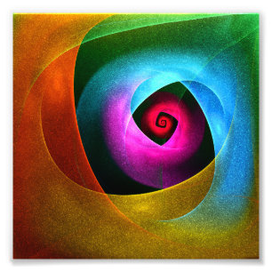 Blauw Sinaasappel Roze Moderne Abstracte Kunst Pat Foto Afdruk