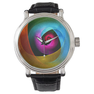 Blauw Sinaasappel Roze Moderne Abstracte Kunst Pat Horloge