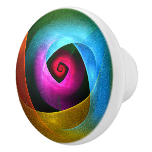 Blauw Sinaasappel Roze Moderne Abstracte Kunst Pat Keramische Knop