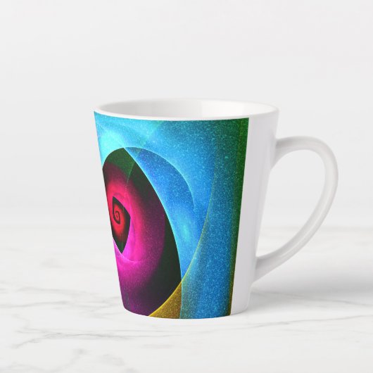 Blauw Sinaasappel Roze Moderne Abstracte Kunst Pat Latte Mok (Rechts)