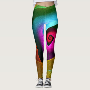 Blauw Sinaasappel Roze Moderne Abstracte Kunst Pat Leggings