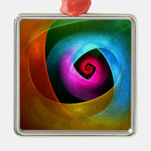Blauw Sinaasappel Roze Moderne Abstracte Kunst Pat Metalen Ornament