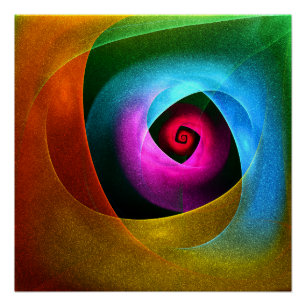 Blauw Sinaasappel Roze Moderne Abstracte Kunst Pat Perfect Poster