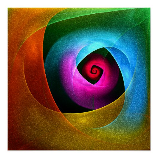 Blauw Sinaasappel Roze Moderne Abstracte Kunst Pat Perfect Poster (Voorkant)