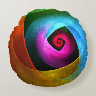 Blauw Sinaasappel Roze Moderne Abstracte Kunst Pat Rond Kussen
