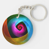 Blauw Sinaasappel Roze Moderne Abstracte Kunst Pat Sleutelhanger (Achterkant)