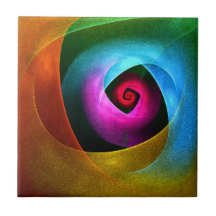 Blauw Sinaasappel Roze Moderne Abstracte Kunst Pat Tegeltje