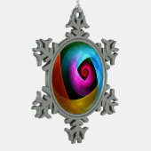 Blauw Sinaasappel Roze Moderne Abstracte Kunst Pat Tin Sneeuwvlok Ornament (Links)