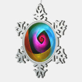 Blauw Sinaasappel Roze Moderne Abstracte Kunst Pat Tin Sneeuwvlok Ornament (Rechts)