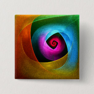 Blauw Sinaasappel Roze Moderne Abstracte Kunst Pat Vierkante Button 5,1 Cm