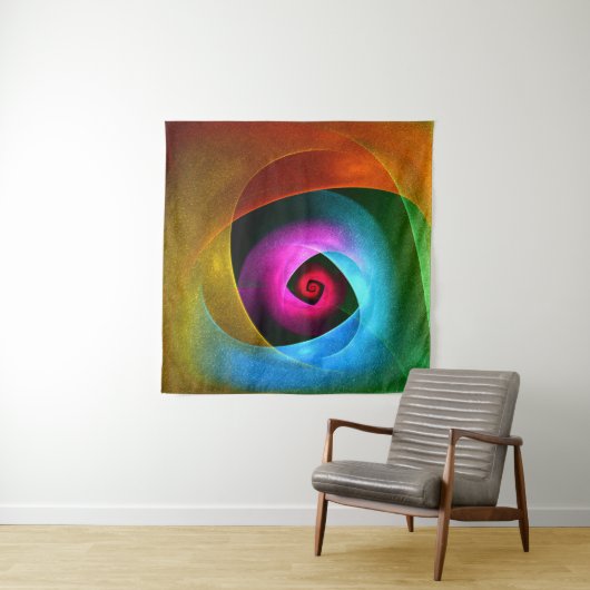 Blauw Sinaasappel Roze Moderne Abstracte Kunst Pat Wandkleed (In Situ (horizontaal))