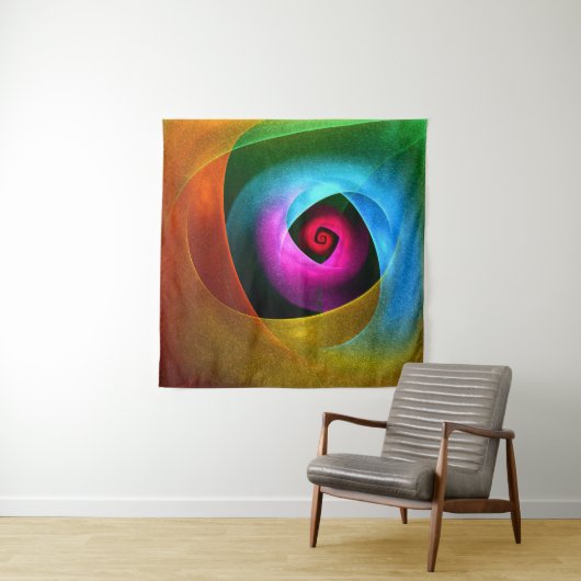 Blauw Sinaasappel Roze Moderne Abstracte Kunst Pat Wandkleed (In situ)