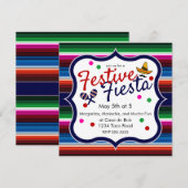 Blauw Sinaasappel Roze Sarape Cinco de Mayo Invita Kaart (Voorkant / Achterkant)