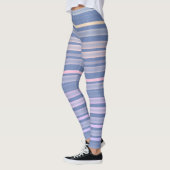 Blauw Sinaasappel Roze strepen Leggings (Links)