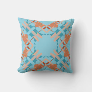 Blauw Sinaasappel Rust Aqua Crisscross Diamond Mot Kussen