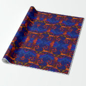 Blauw & Sinaasappel smelten print wrapping papier (Uitgerold)