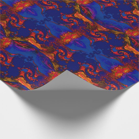 Blauw & Sinaasappel smelten print wrapping papier (Hoek)