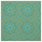 Blauw Sinaasappel Star Kaleidoscope Print Pattern Stof (Swatch)