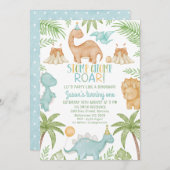 Blauw Sinaasappel Stomp Chomp Roar Dinosaurus Verj Kaart (Voorkant / Achterkant)