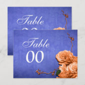 Blauw sinaasappel tafel nummer bruiloft briefkaart (Voorkant / Achterkant)