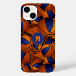 Blauw sinaasappel team kleuren basketbal sportpatr Case-Mate iPhone 14 hoesje