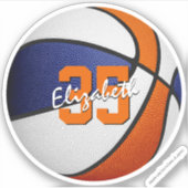 Blauw sinaasappel Team Kleuren kinder Basketbal Sticker (Voorkant)