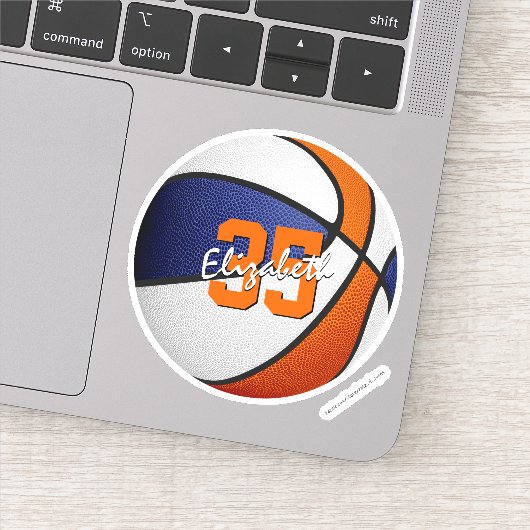 Blauw sinaasappel Team Kleuren kinder Basketbal Sticker (Detail)