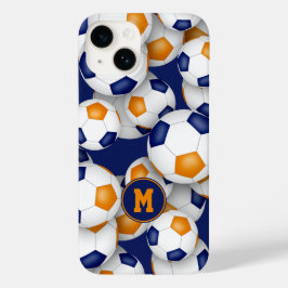 Blauw sinaasappel team kleuren kinder voetballen p Case-Mate iPhone 14 hoesje