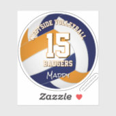 Blauw sinaasappel team kleuren volleybalspeler sticker (Vel)