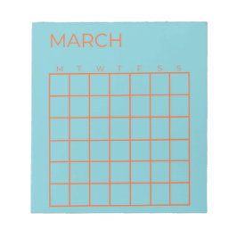 Blauw Sinaasappel Tosca maart Ongedateerde Kalende Notitieblok