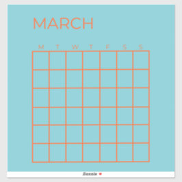 Blauw Sinaasappel Tosca maart Ongedateerde Kalende Sticker