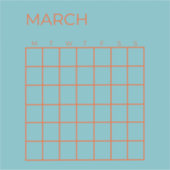 Blauw Sinaasappel Tosca maart Ongedateerde Kalende Sticker (Voorkant)