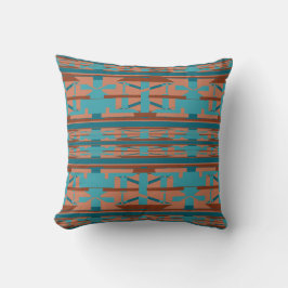 Blauw Sinaasappel Turquoise Zuidwest Look Tribal A Kussen