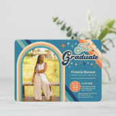 Blauw Sinaasappel Typografie Zomer Zon Afstuderen Kaart (Staand voorkant)