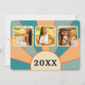 Blauw Sinaasappel Typografie Zomer Zon Afstuderen Kaart (Achterkant)