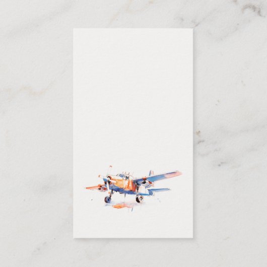 Blauw Sinaasappel Vliegtuigluier Douche Baby showe Informatiekaartje (Achterkant)