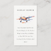 Blauw Sinaasappel Vliegtuigluier Douche Baby showe Informatiekaartje (Voorkant)