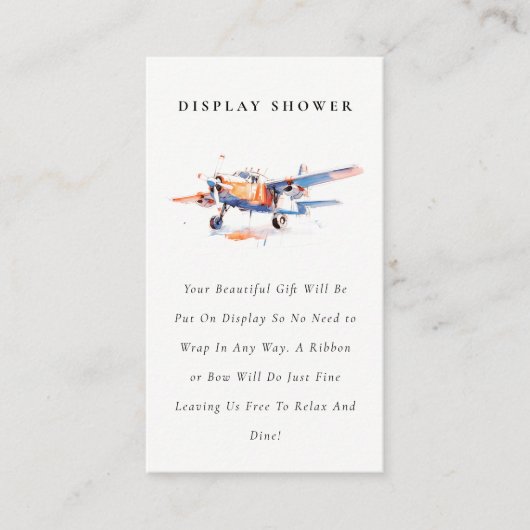 Blauw Sinaasappel Vliegtuigluier Douche Baby showe Informatiekaartje (Voorkant)