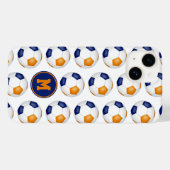 Blauw sinaasappel voetballen patroon monogram Case-Mate iPhone case (Achterkant (horizontaal))