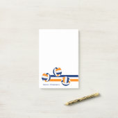 Blauw sinaasappel volleyballen strepen aangepaste  post-it® notes (Op bureau)